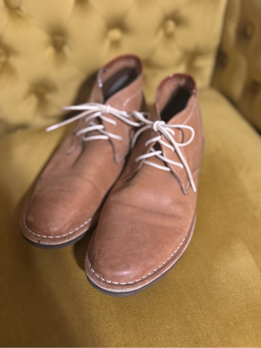 Steve Madden Men's Brown Leather Chukka Boots with Contrast Laces